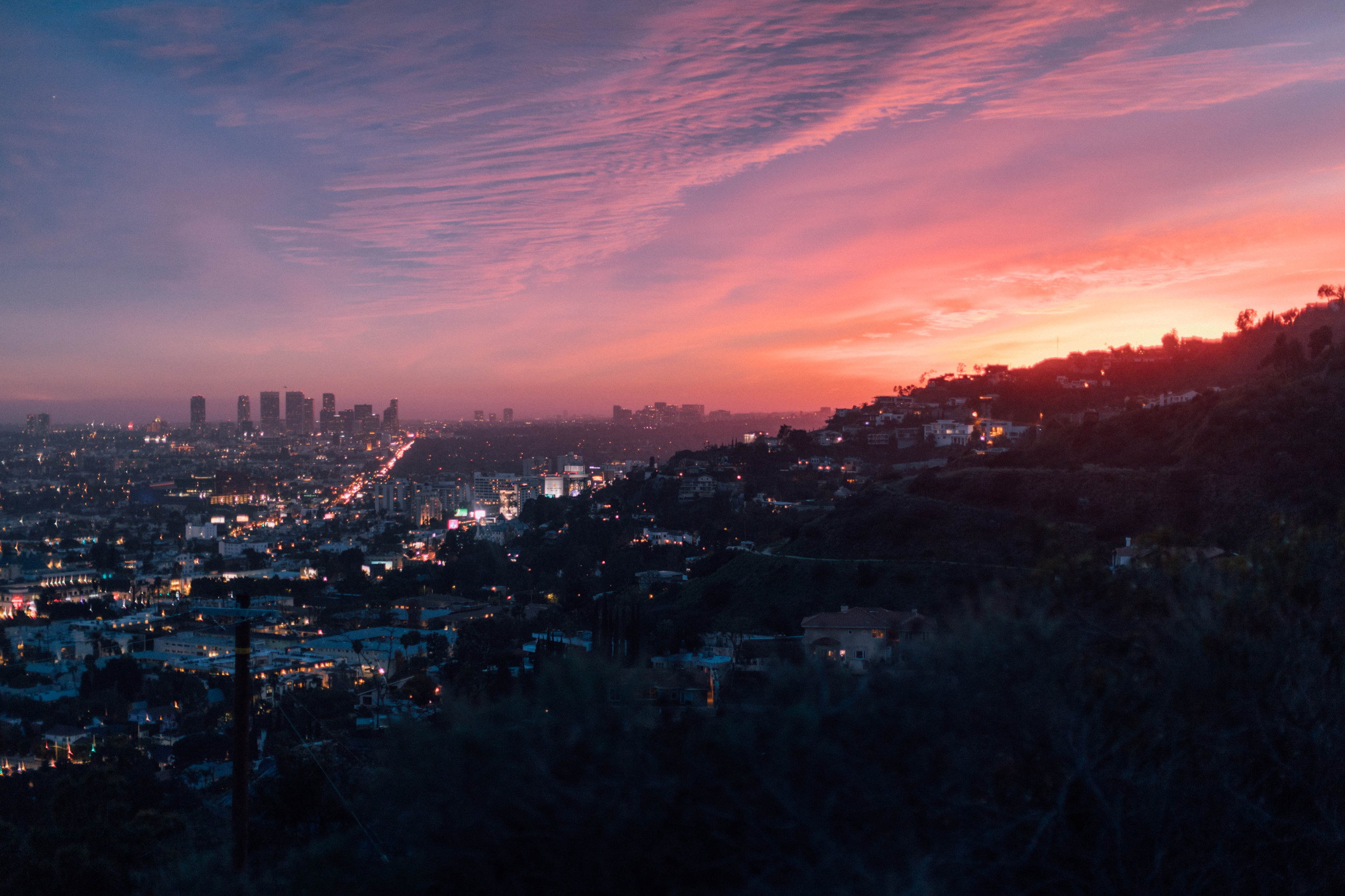 Sunset over LA's hills