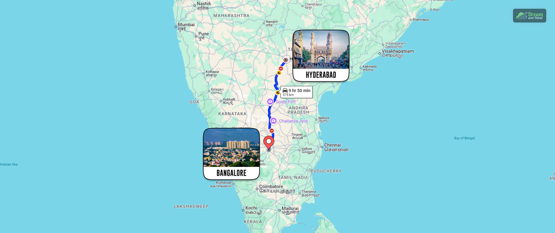 Hyderabad To Bangalore Distance