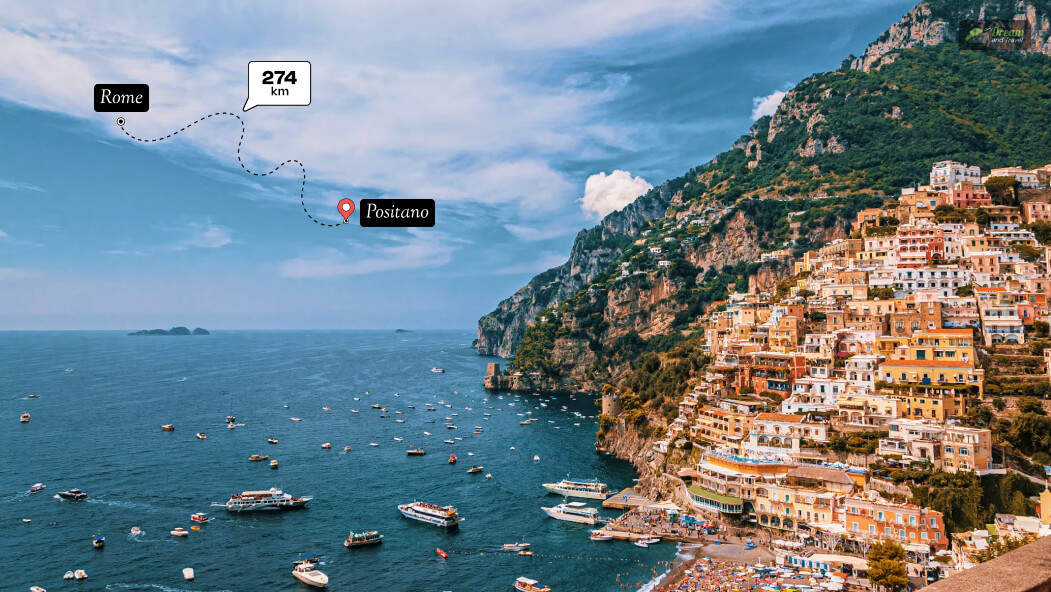 What Is The Rome To Positano Distance_