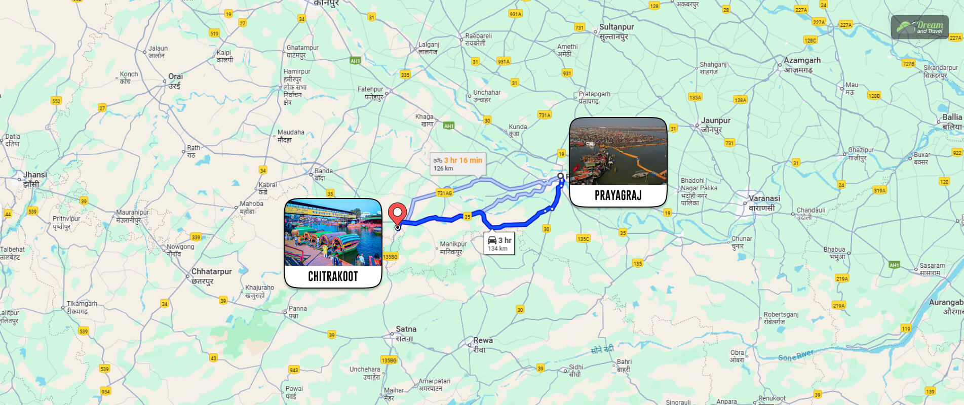 Prayagraj To Chitrakoot Distance