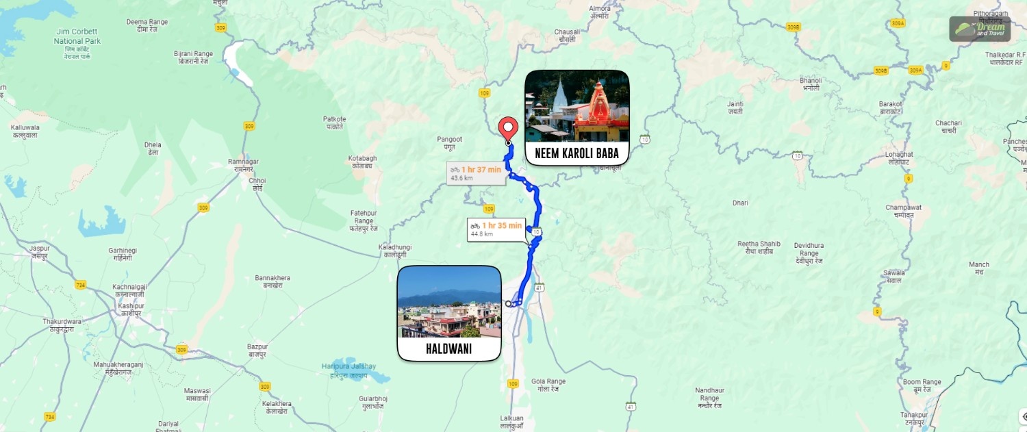 Haldwani to Neem Karoli Baba distance